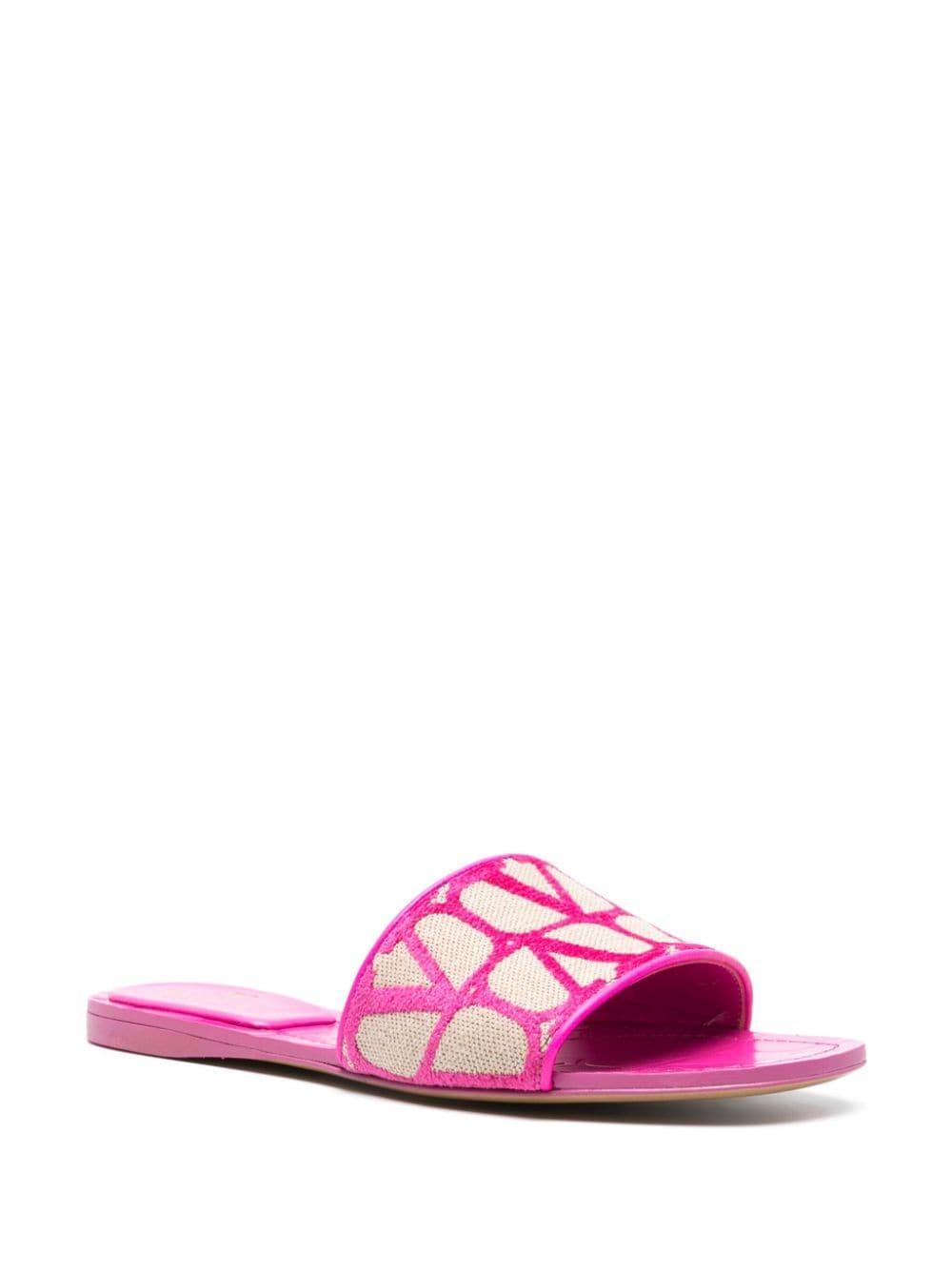 Strappy Iconographe Canvas Slippers In Pink White Product Image