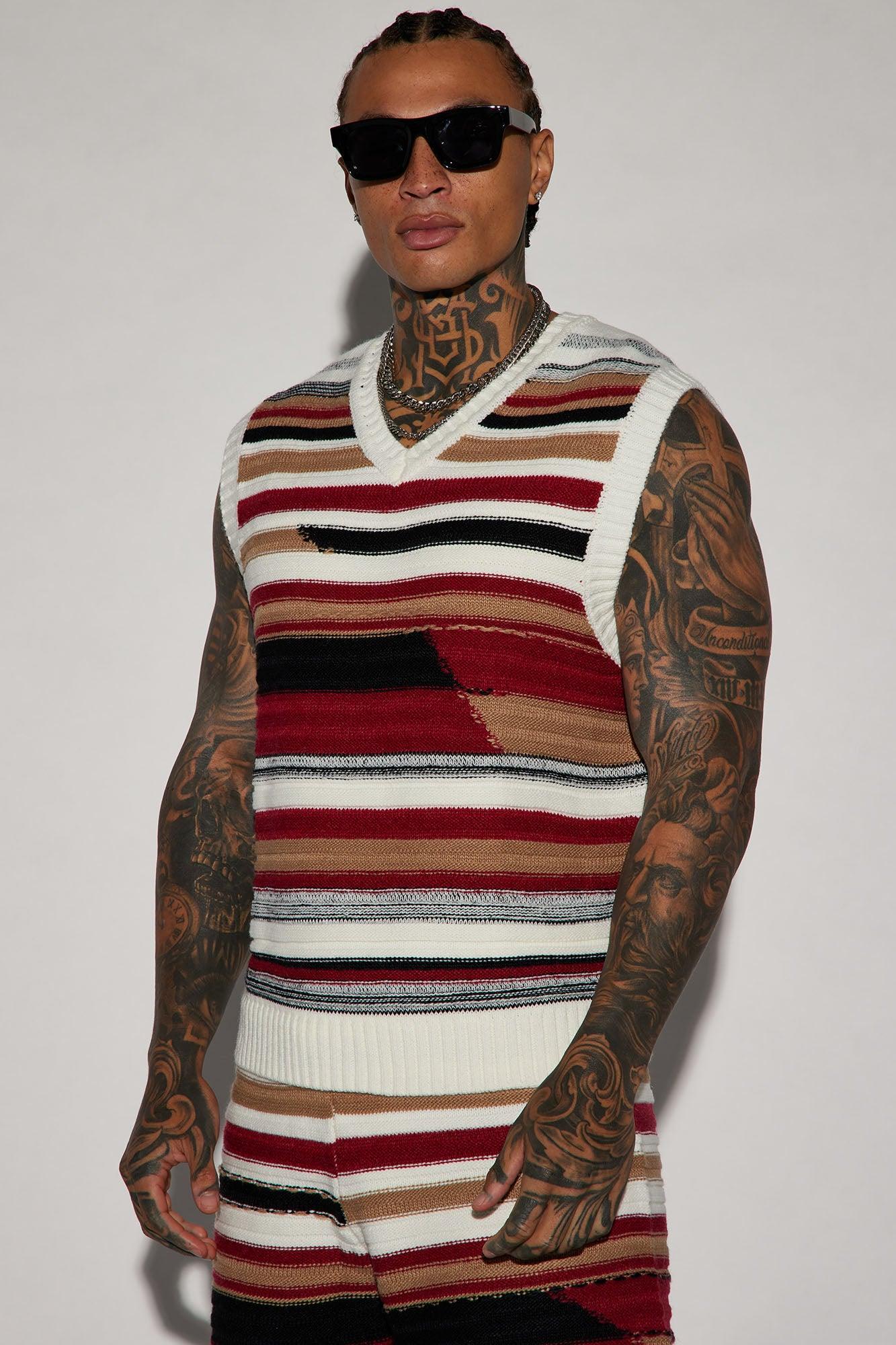 Striped Sweater Vest - Red/combo Product Image