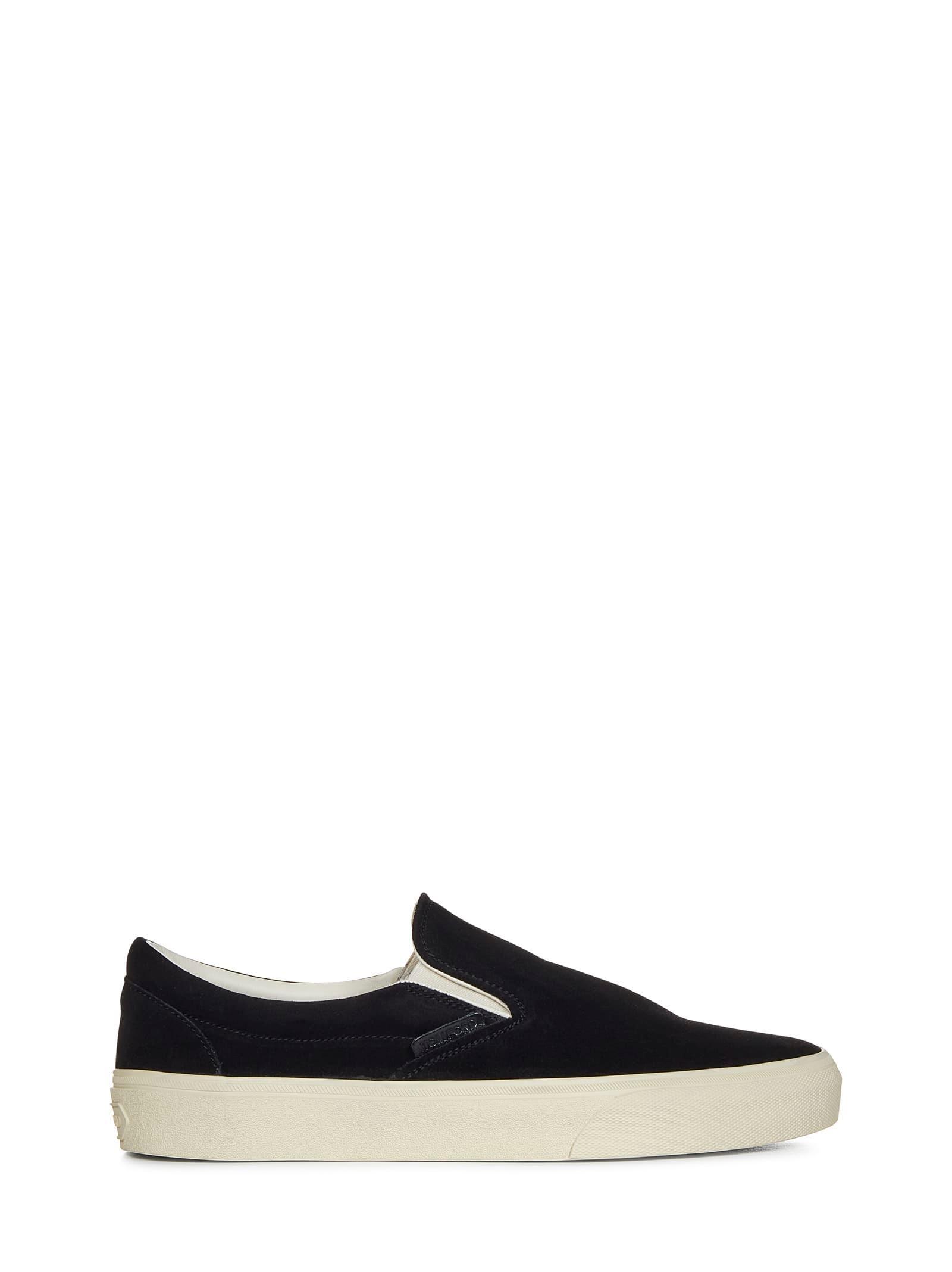 Suede Slip-on Sneakers In Black Product Image