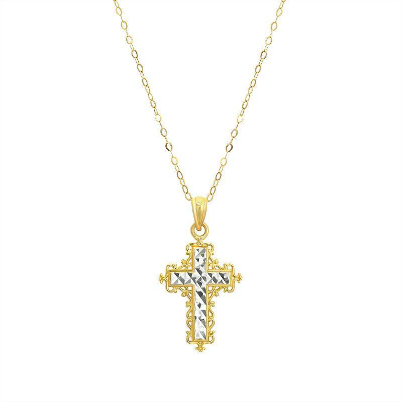 Forever 14K Two Tone 14k Gold Cross Pendant Necklace, Womens Multicolor Product Image