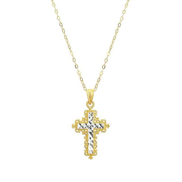 Forever 14K Two Tone 14k Gold Cross Pendant Necklace, Womens Product Image