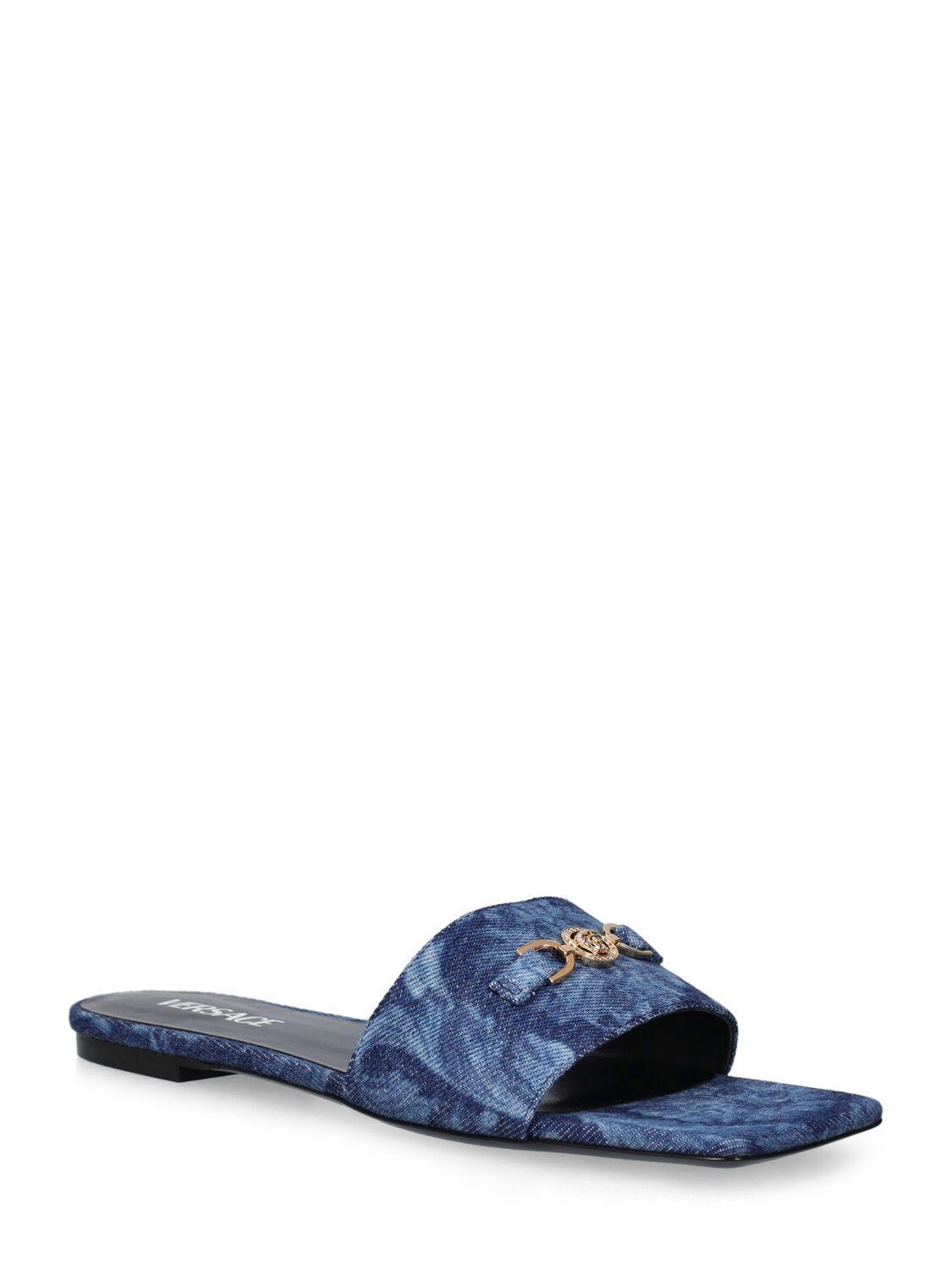 Denim Mule Flats In Blue Product Image