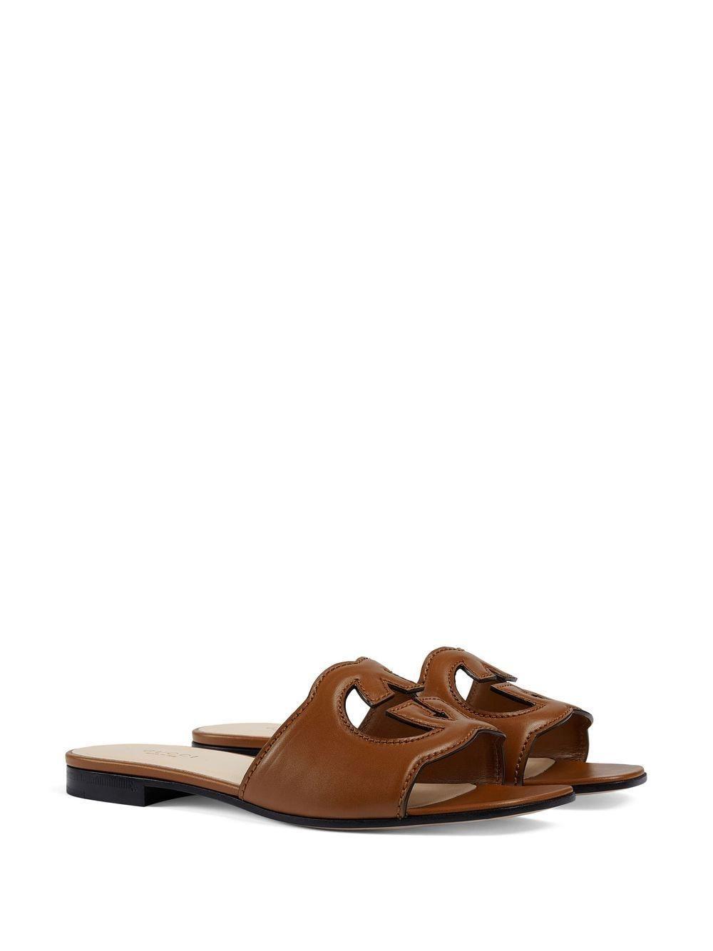 Interlocking G Cutout Leather Sandal In Cuir Product Image