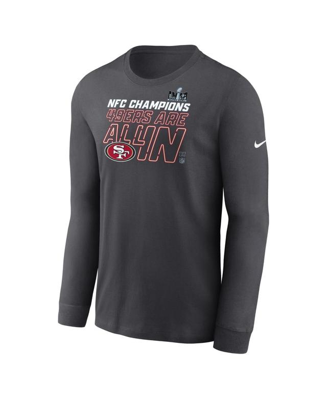 Mens Nike Anthracite San Francisco 49ers 2023 Nfc Champions Locker Room Trophy Collection Long Sleeve T-shirt Product Image