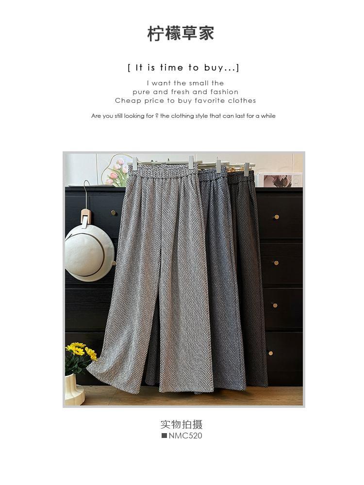 Diagonal-Stripes Wide-Leg Wool Pants product image