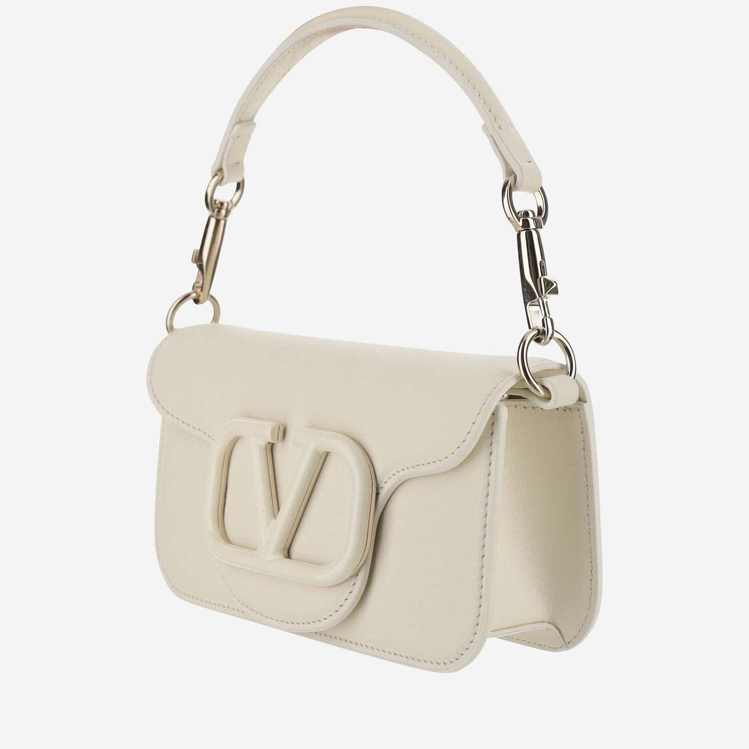 VALENTINO GARAVANI Small Loco Bag In Calfskin In White Product Image