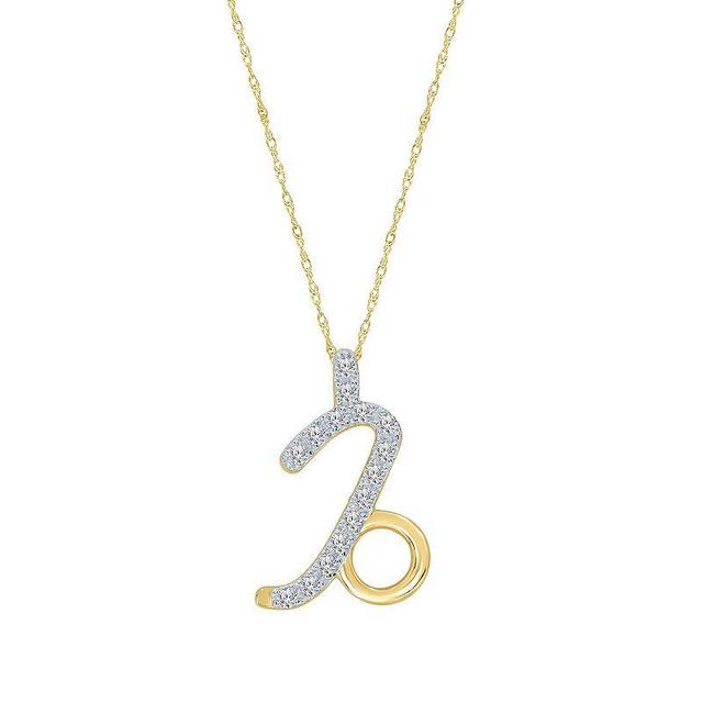 Sterling Silver 1/10 Carat T.W. Diamond Pave Capricorn Zodiac Pendant Necklace, Womens, Two Tone Product Image