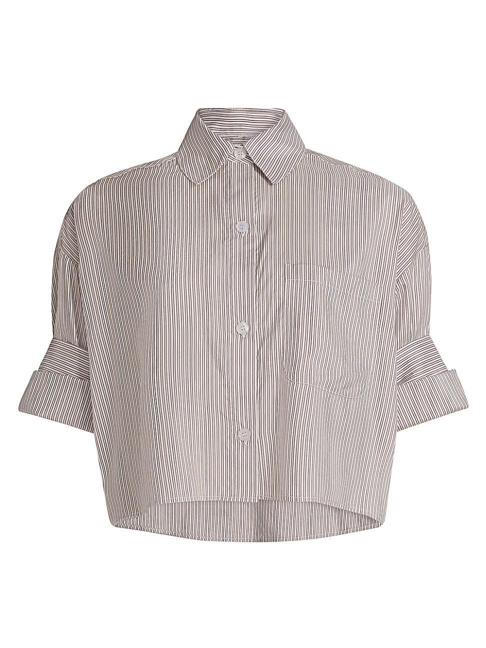 Womens Next Ex Striped Silk Crop Shirt Product Image