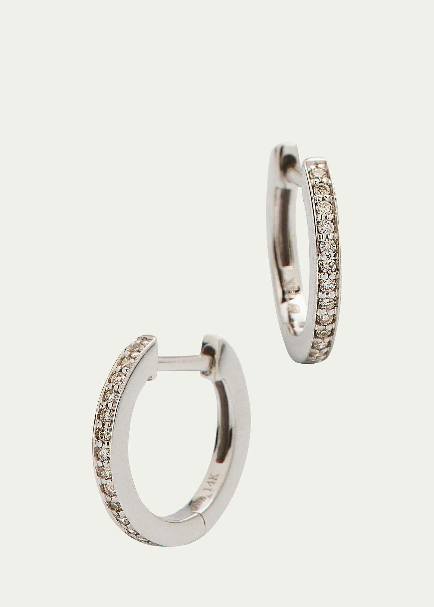 Womens 14K White Gold & Diamond Huggie Earrings Product Image