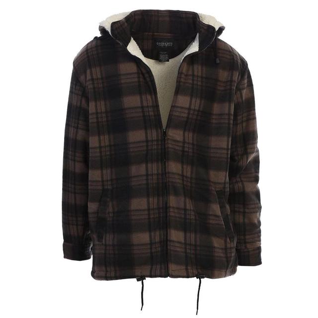 Gioberti Mens Faux Shearling Lined Flannel Jacket with Removable Hood, Brown / Black, L Product Image