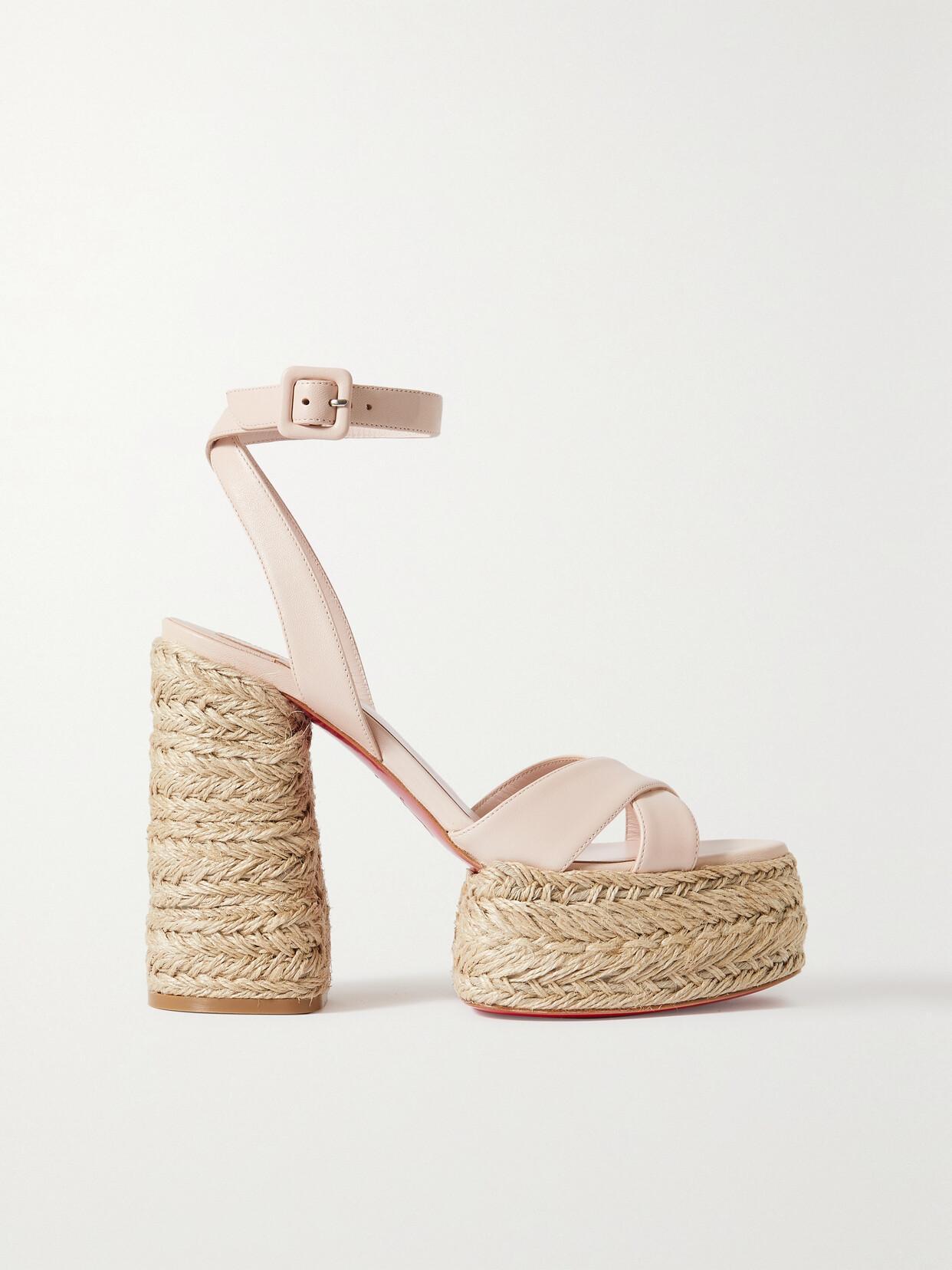 Super Mariza Red Sole Leather Espadrille Sandals In Leche Product Image