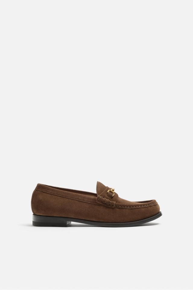 METAL TRIM LEATHER LOAFERS Product Image