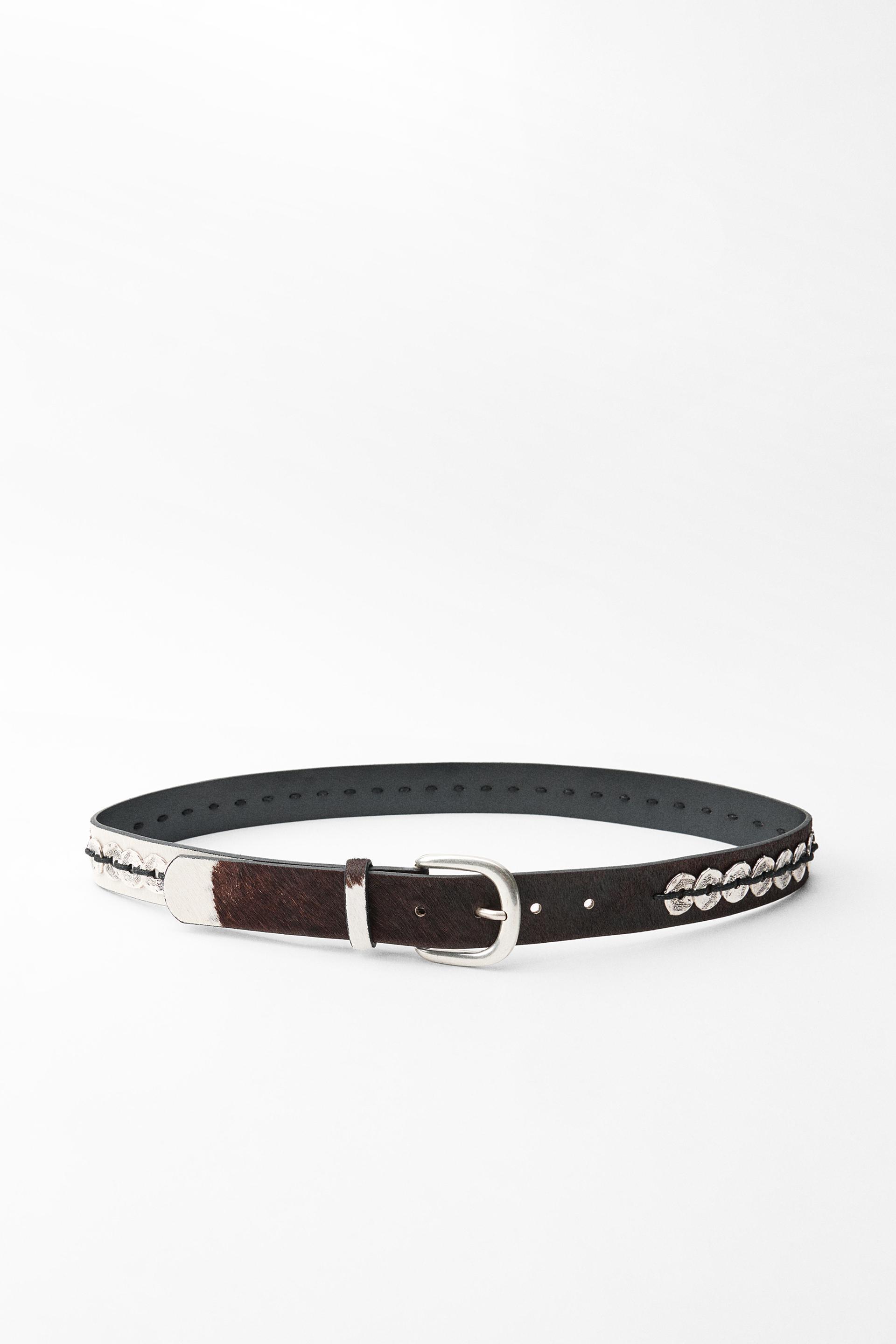 ANIMAL PRINT MEDALLION LEATHER BELT Product Image