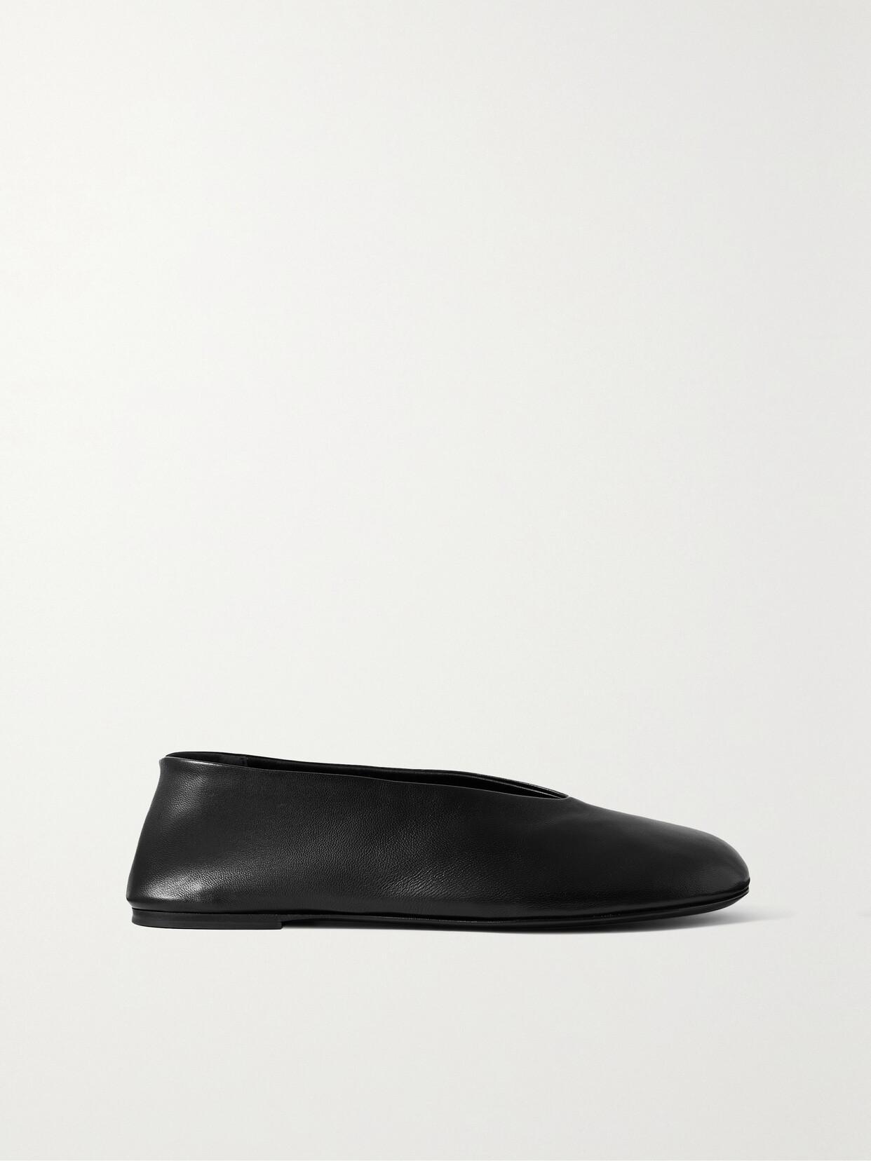 KHAITE Marcy Leather Ballet Flats In Black Product Image