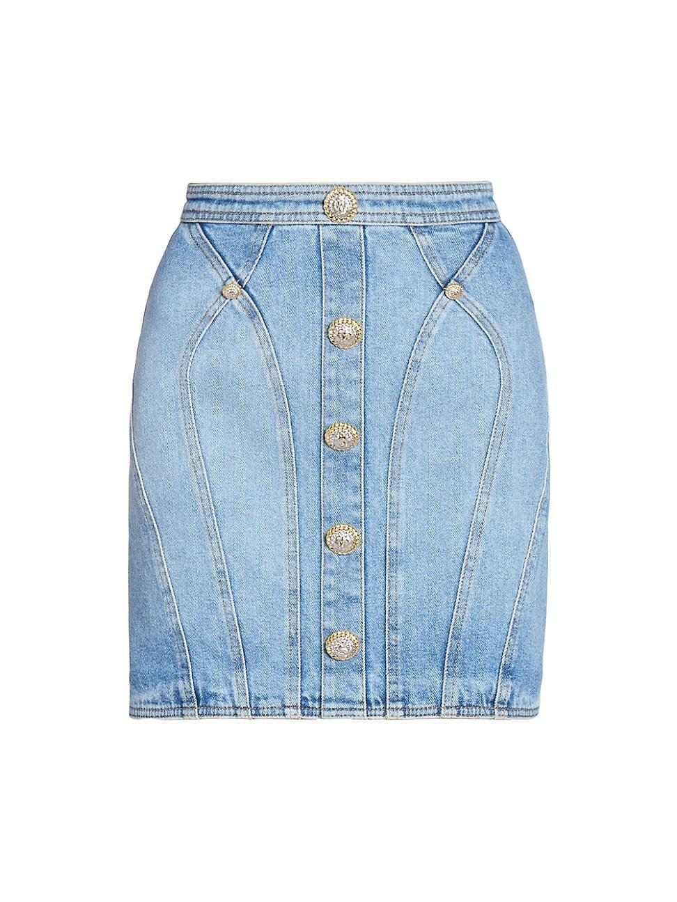 Womens Stretch Denim Seamed Miniskirt Product Image