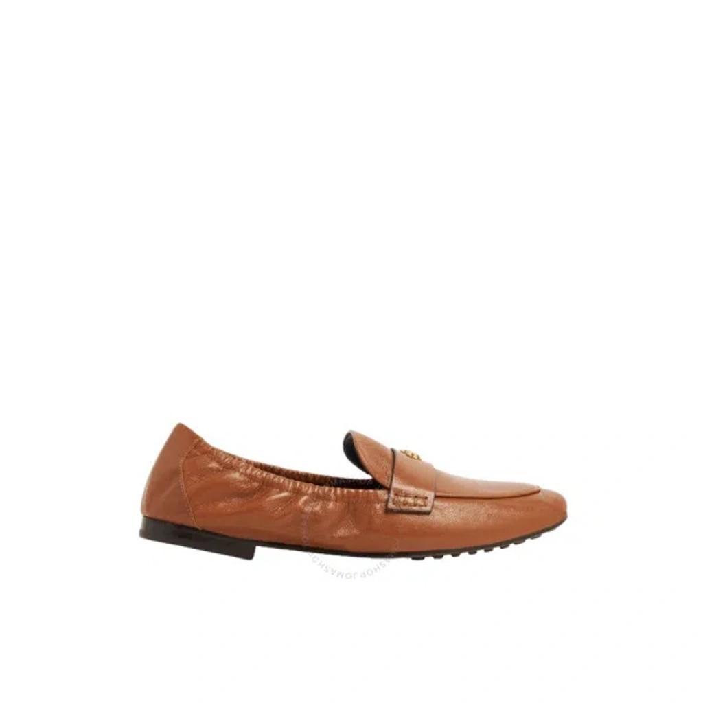 TORY BURCH Logo-plaque Leather Loafers In Brown Product Image