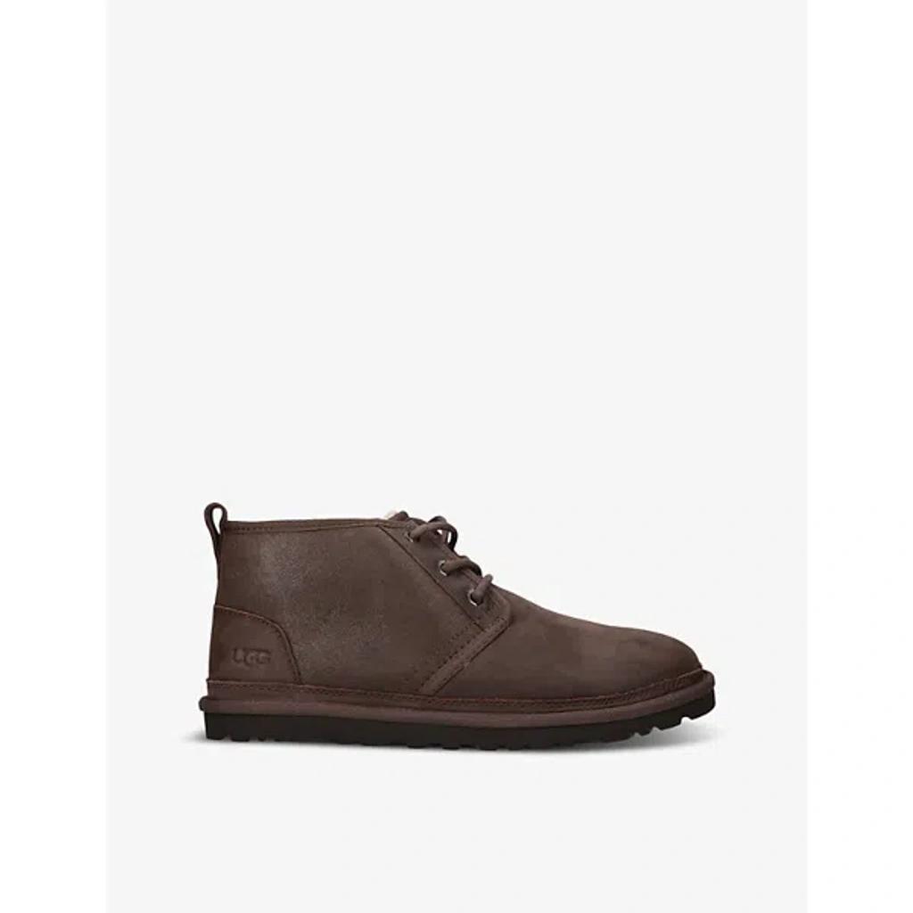 UGG Mens  Neumel Distressed Logo-debossed Suede Chukka Boots In Burnt Cedar/brown Product Image