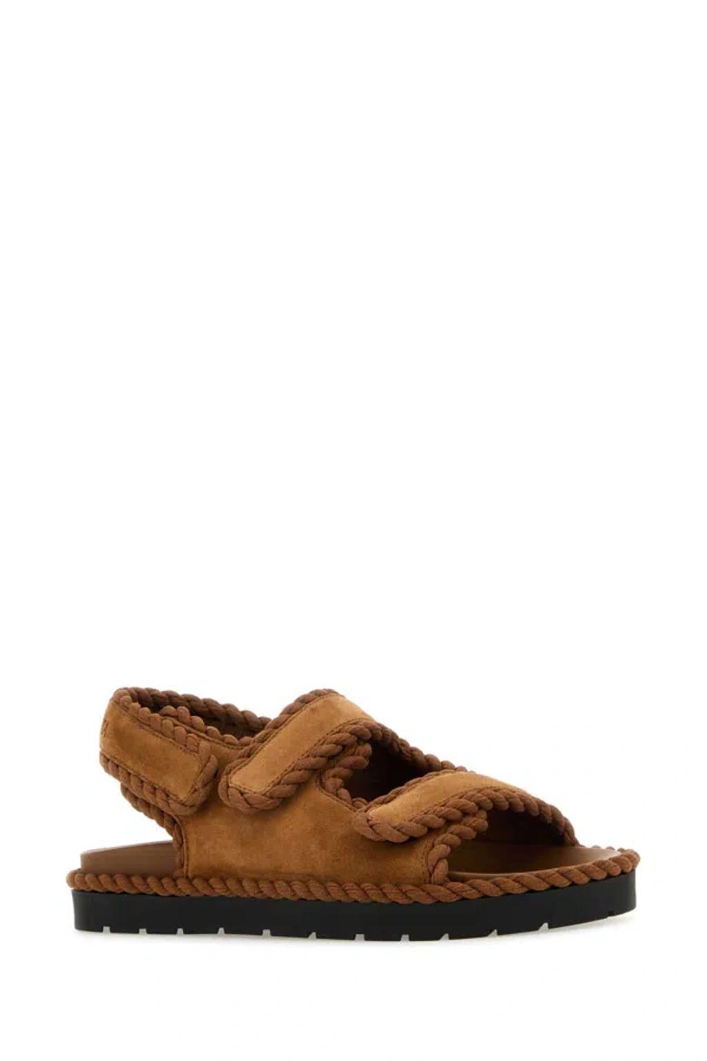 BOTTEGA VENETA Caramel Suede Jack Sandals In Light Brown Product Image