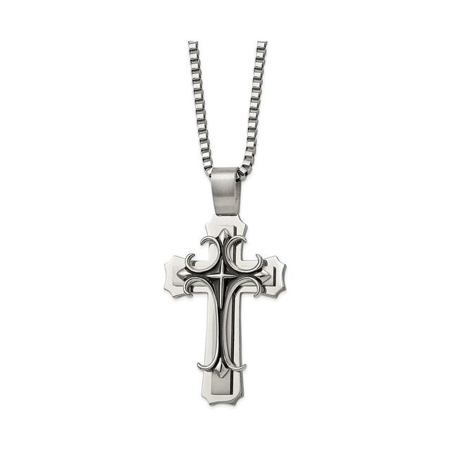 Mens Gentlemens Classics(tm) Elegant Black Enameled Cross Necklace Product Image