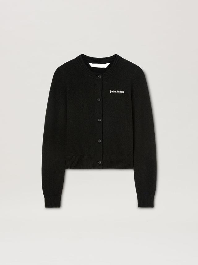 Classic Logo Fitted Cardigan in black  - Palm Angels® Official  Product Image