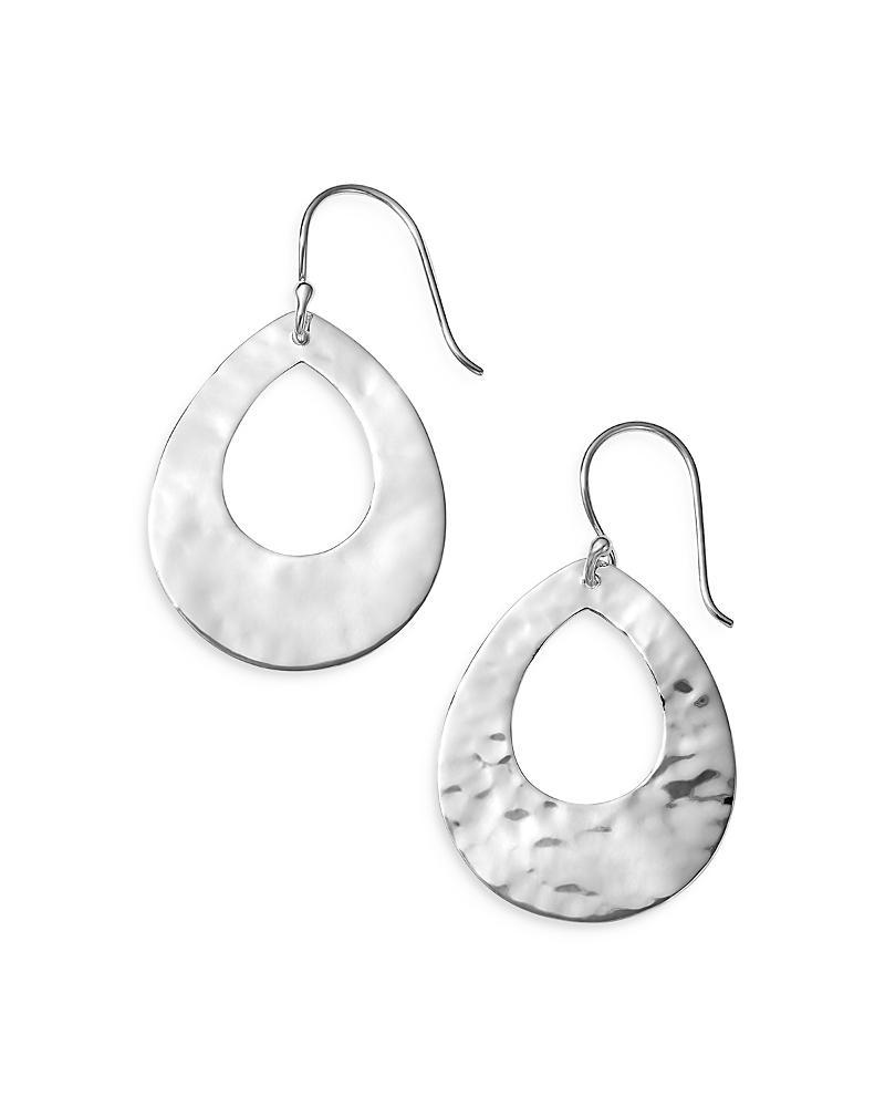 Womens Classico Sterling Silver Crinkled Small Open Teardrop Earrings Product Image