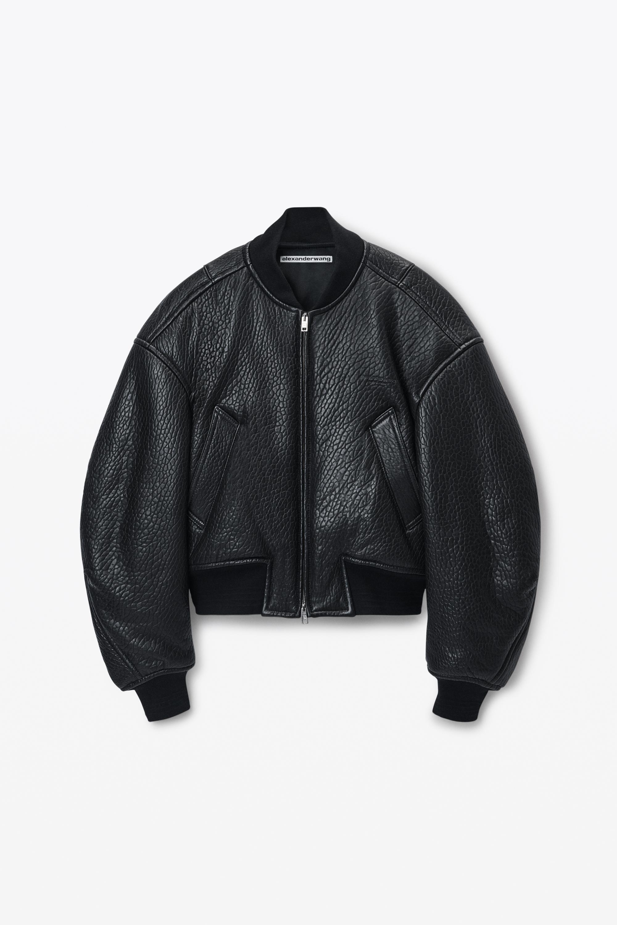 Cropped Bomber Jacket In Primal Lambskin Leather Product Image