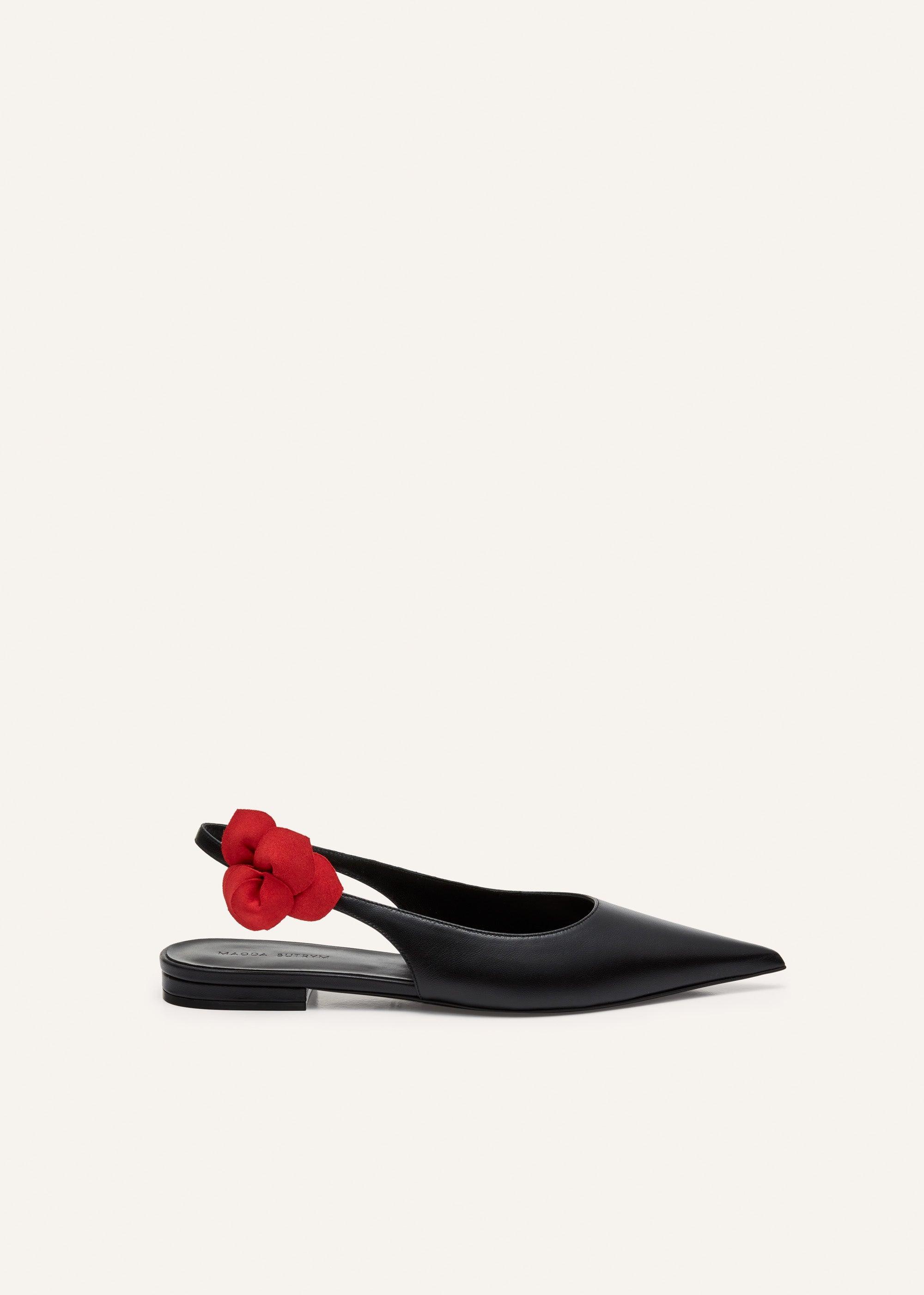 Slingback rose flats in black leather Product Image