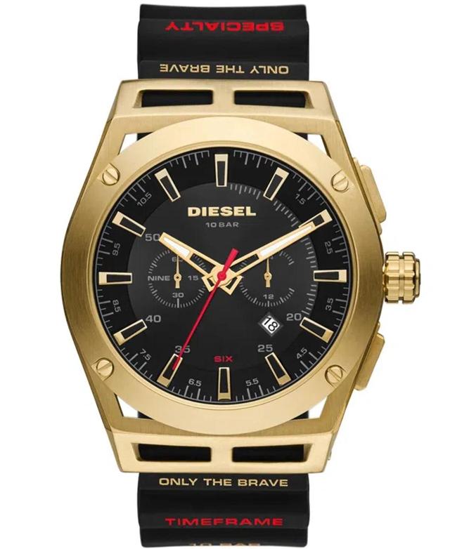 Men's Timeframe Chronograph, Gold-tone Stainless Steel Watch In Black Product Image