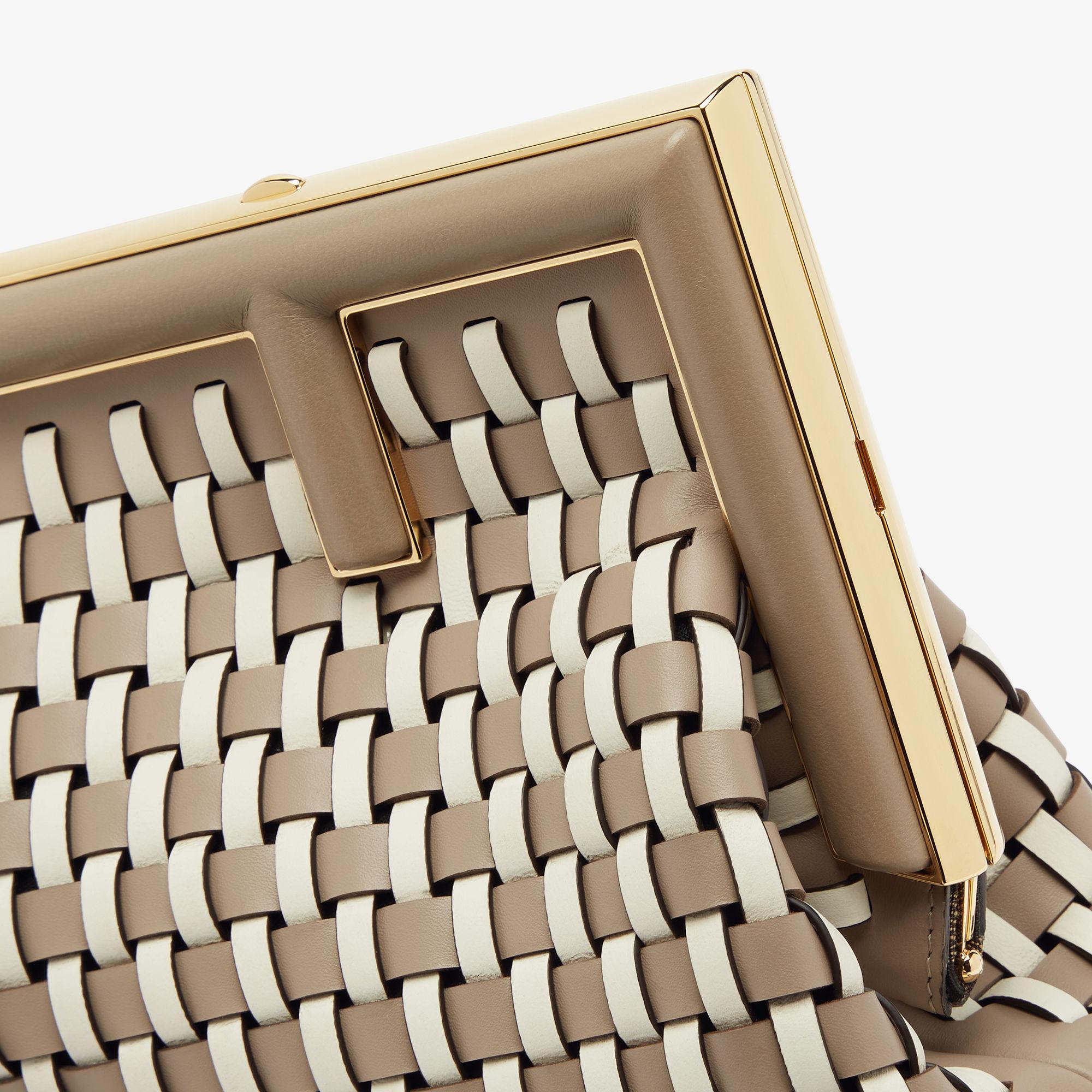 Fendi First SmallDove gray and white interlaced leather bag Product Image