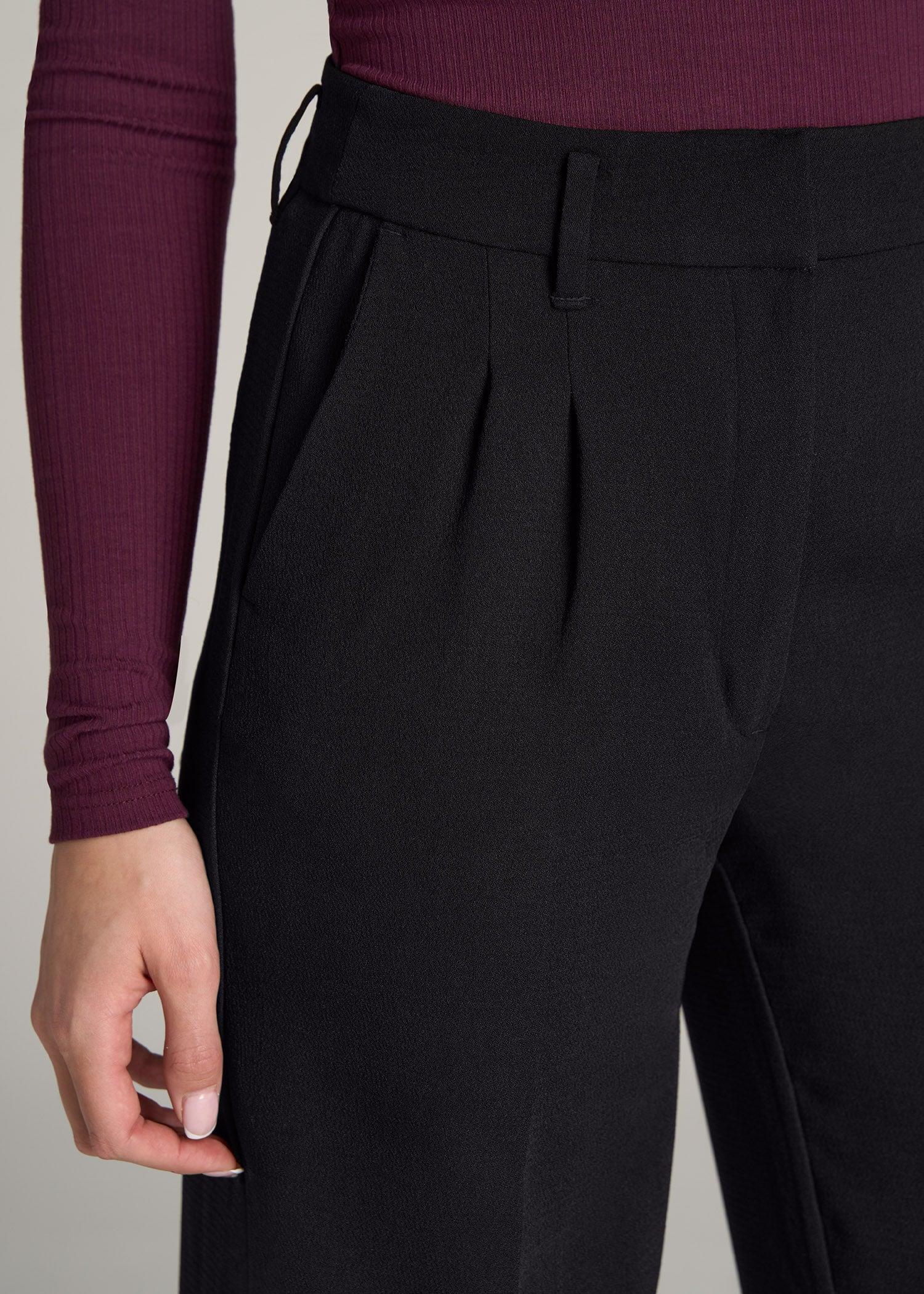 Pleated WIDE Leg Dress Pants for Tall Women in Black Product Image