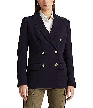 Lauren Ralph Lauren Ryen Double Breasted Wool Notch Lapel Long Sleeve Blazer Product Image