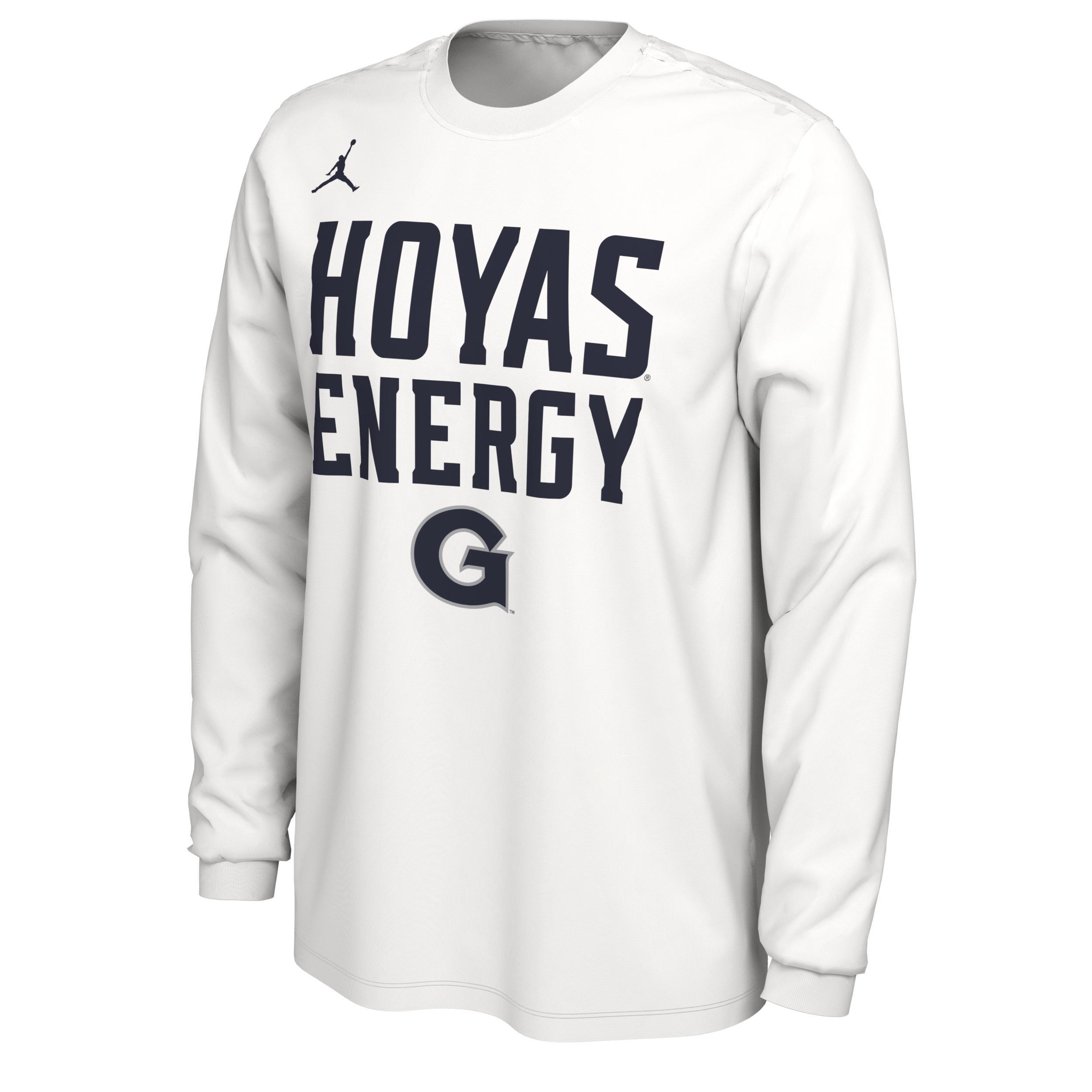 Jordan Brand Unisex White Georgetown Hoyas 2024 On-Court Bench Energy Long Sleeve T-Shirt Product Image