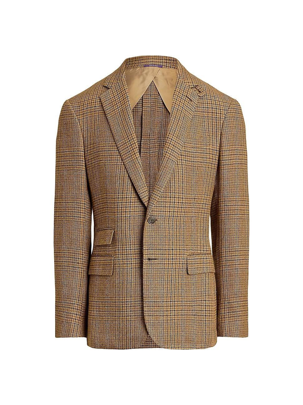 Mens Kent Russel Plaid Single-Breasted Linen-Wool Sportcoat Product Image