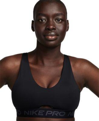 Nike Womens Pro Indy Plunge Medium-Support Padded Sports Bra - Black/anthracite Product Image