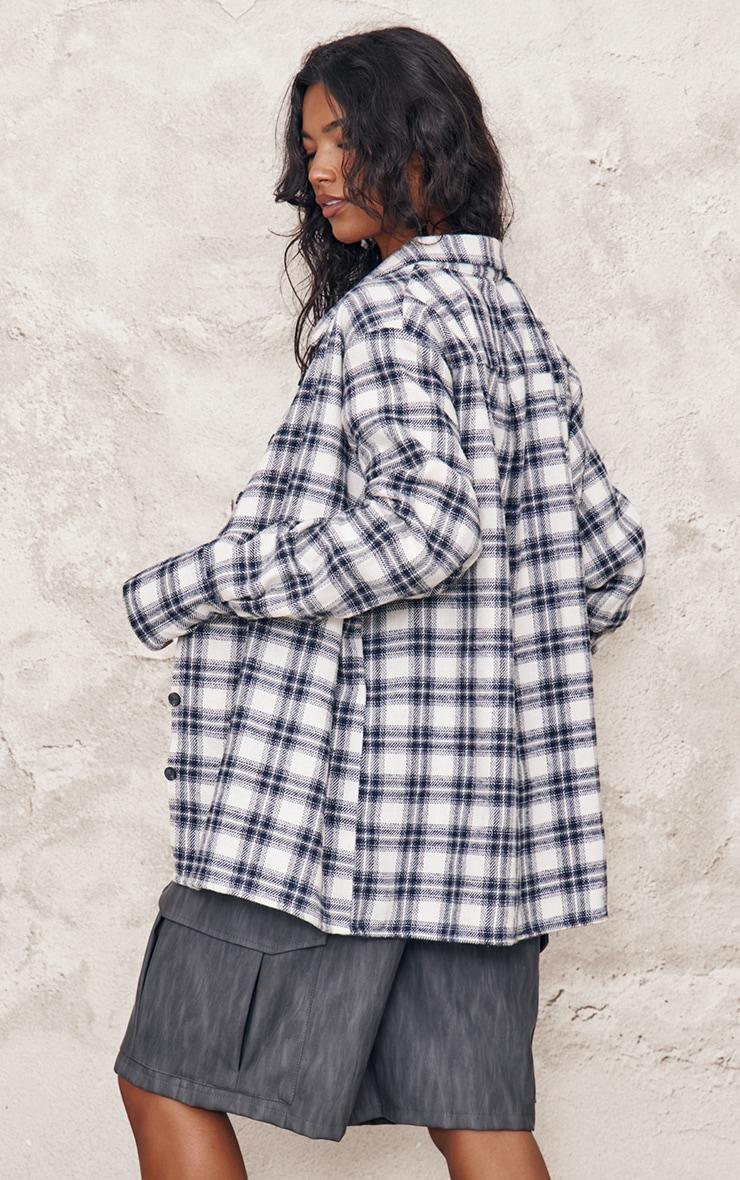 White Oversized Flannel Shirt Product Image