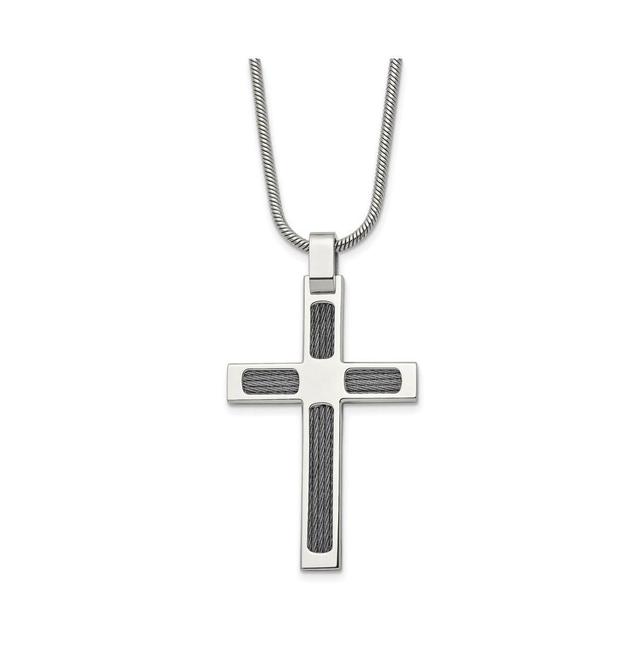 Mens Gentlemens Classics(tm) Stainless Steel Wire Cross Necklace Product Image