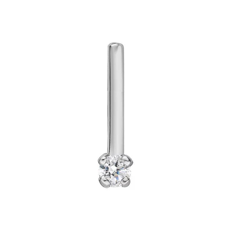 Lila Moon 14k Gold Lab-Grown Diamond Accent L-Shape Nose Stud, Womens, 14k White Gold Product Image