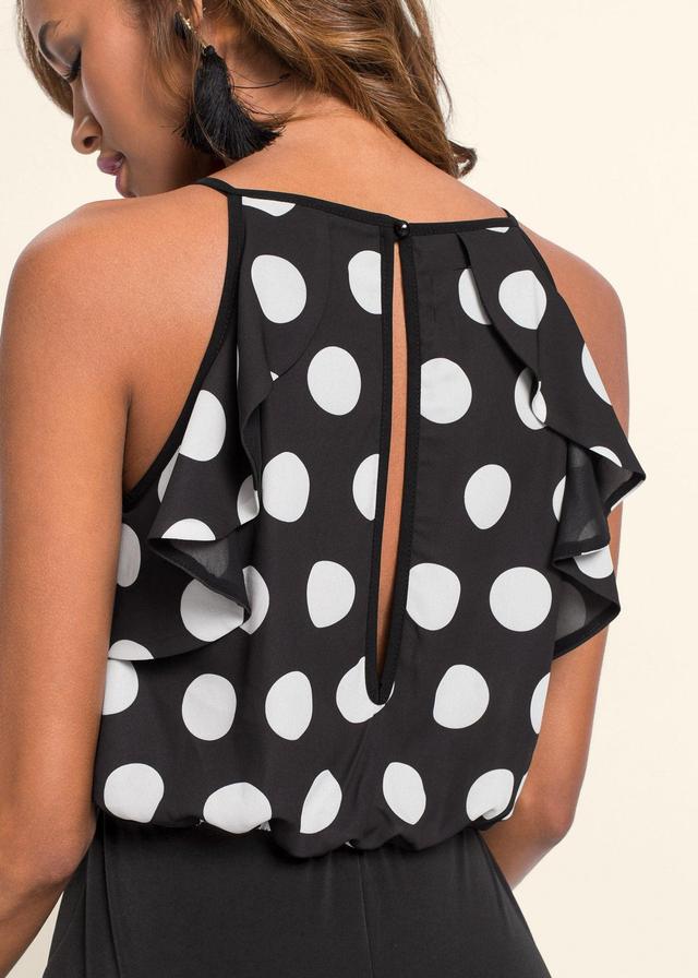 Polka-Dot Jumpsuit - Black & White Product Image