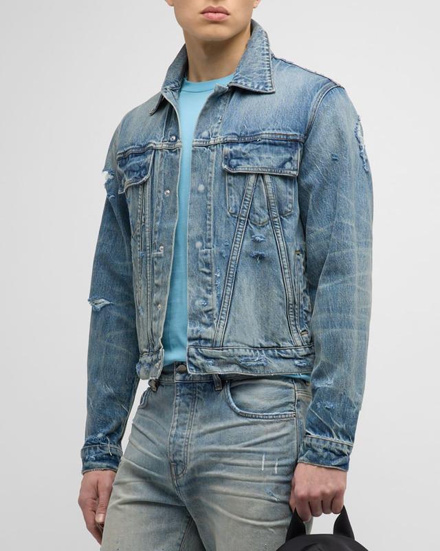 Mens Faded Denim MA Trucker Jacket Product Image