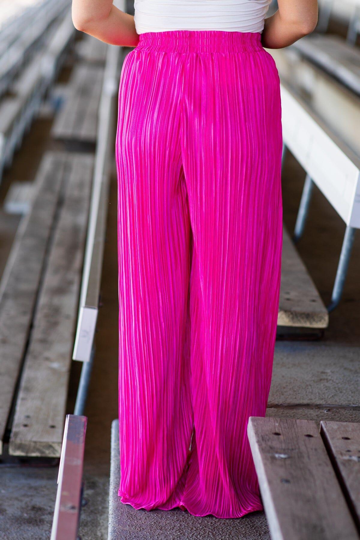 Hot Pink Crystal Pleat Top and Pants Set Product Image