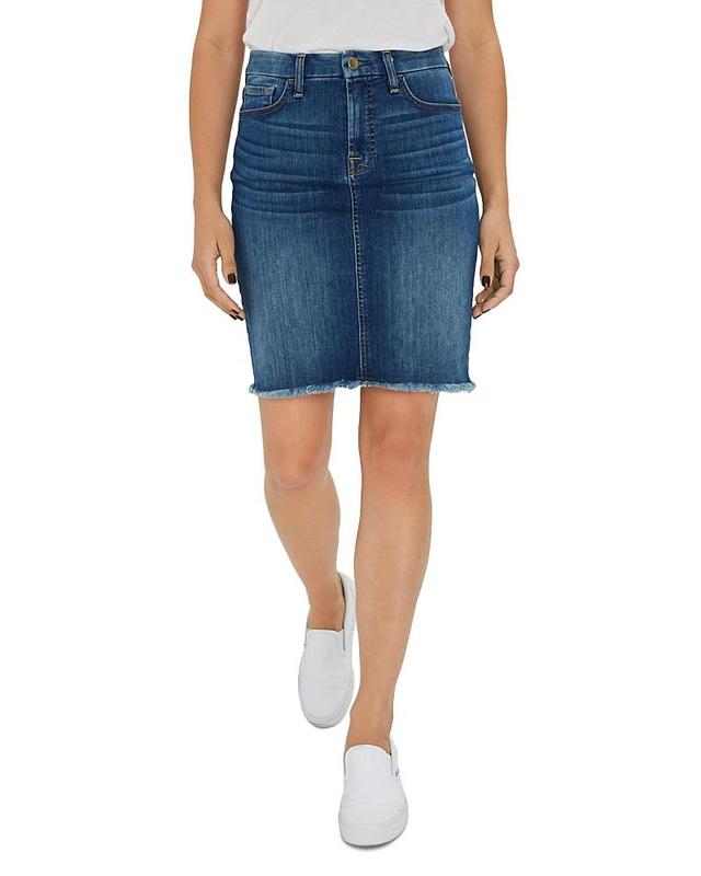 Womens Frayed Denim Pencil Skirt Product Image