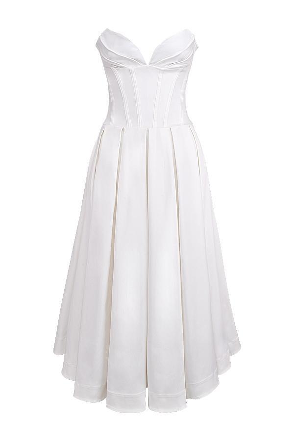 Lady White Strapless Midi Dress Product Image