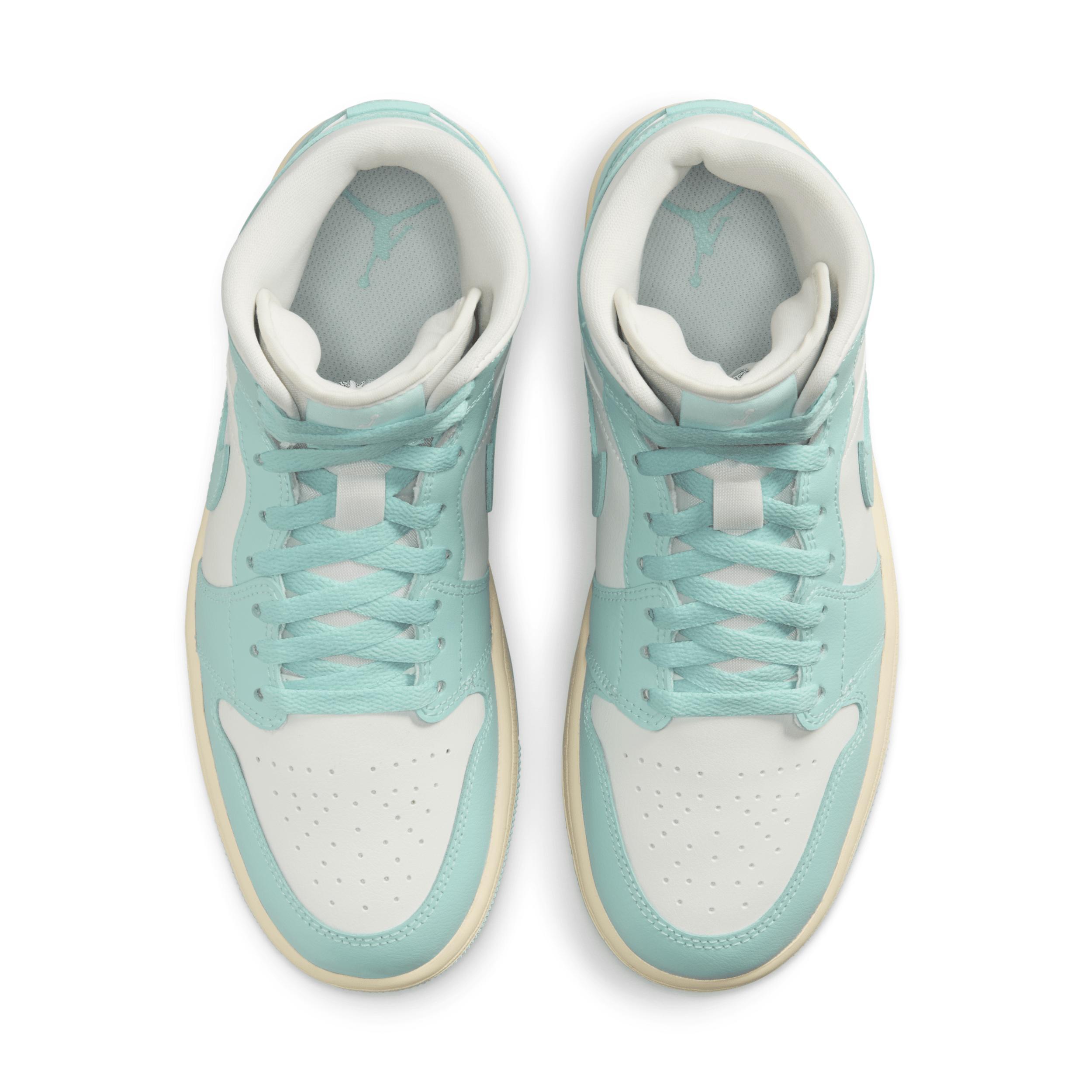 Jordan Womens AJ 1 Mid - Basketball Shoes Light Dew/Sail/Muslin Product Image