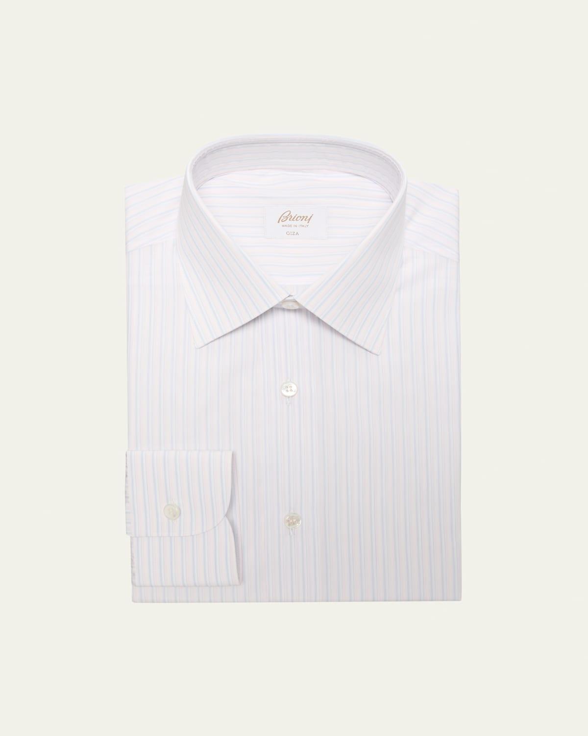 Mens Cotton Multi-Stripe Dress Shirt Product Image