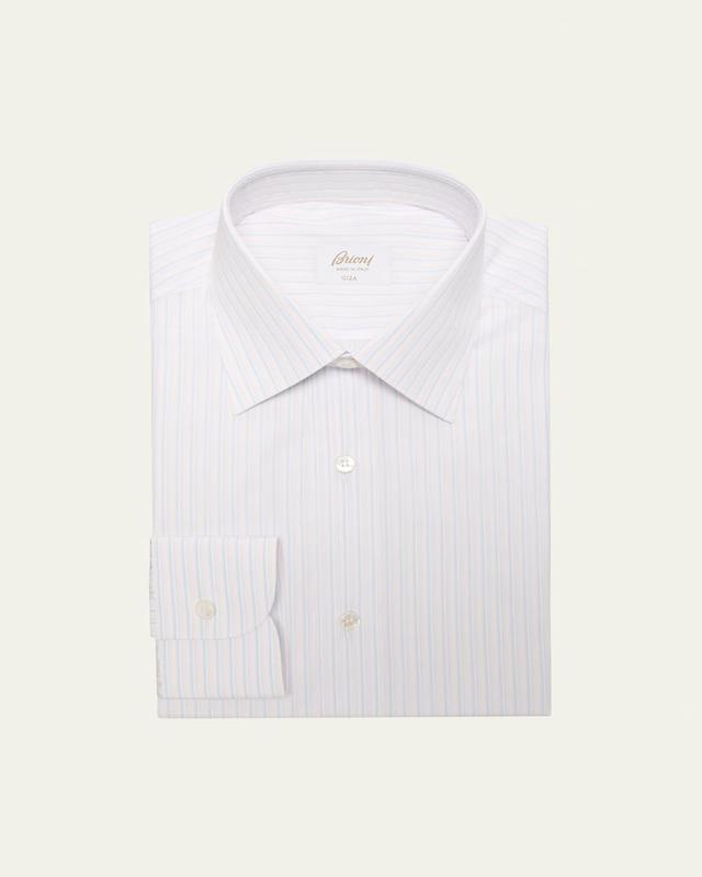 Mens Cotton Multi-Stripe Dress Shirt Product Image