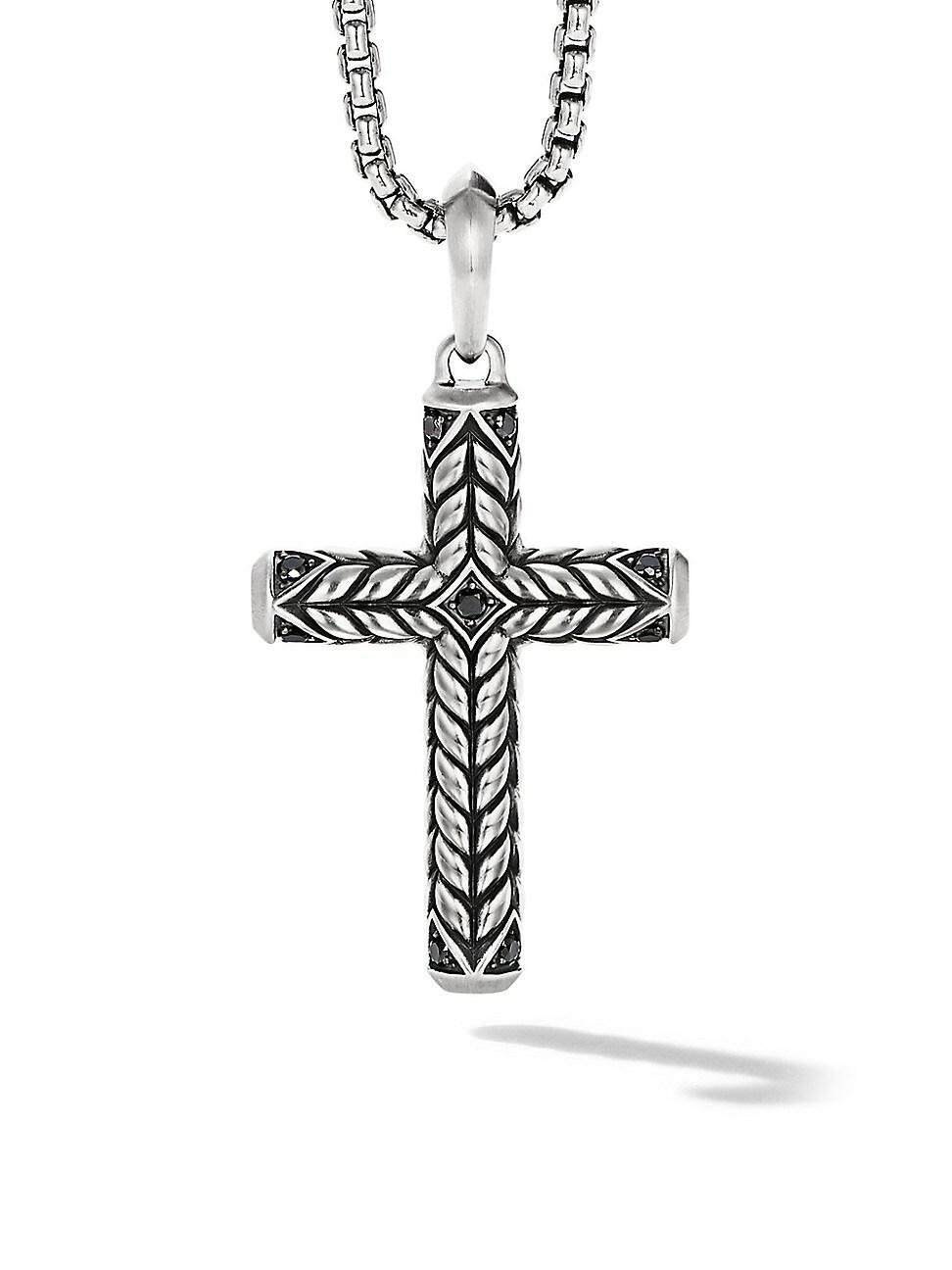 David Yurman Chevron Sculpted Cross Pendant with Pave Black Diamonds Product Image