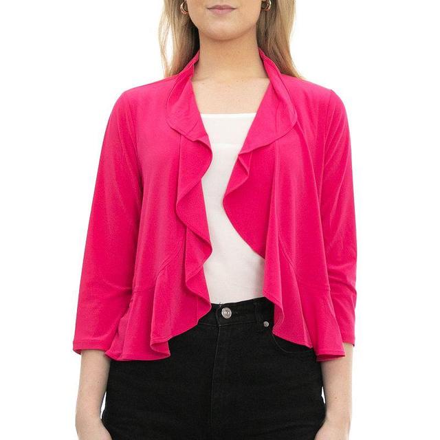 Womens Nina Leonard Chiffon-Back Ruffle Bolero Dark Pink Product Image