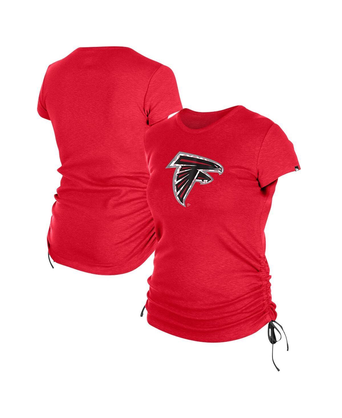 New Era Womens Red Atlanta Falcons Ruched Side T-Shirt Product Image