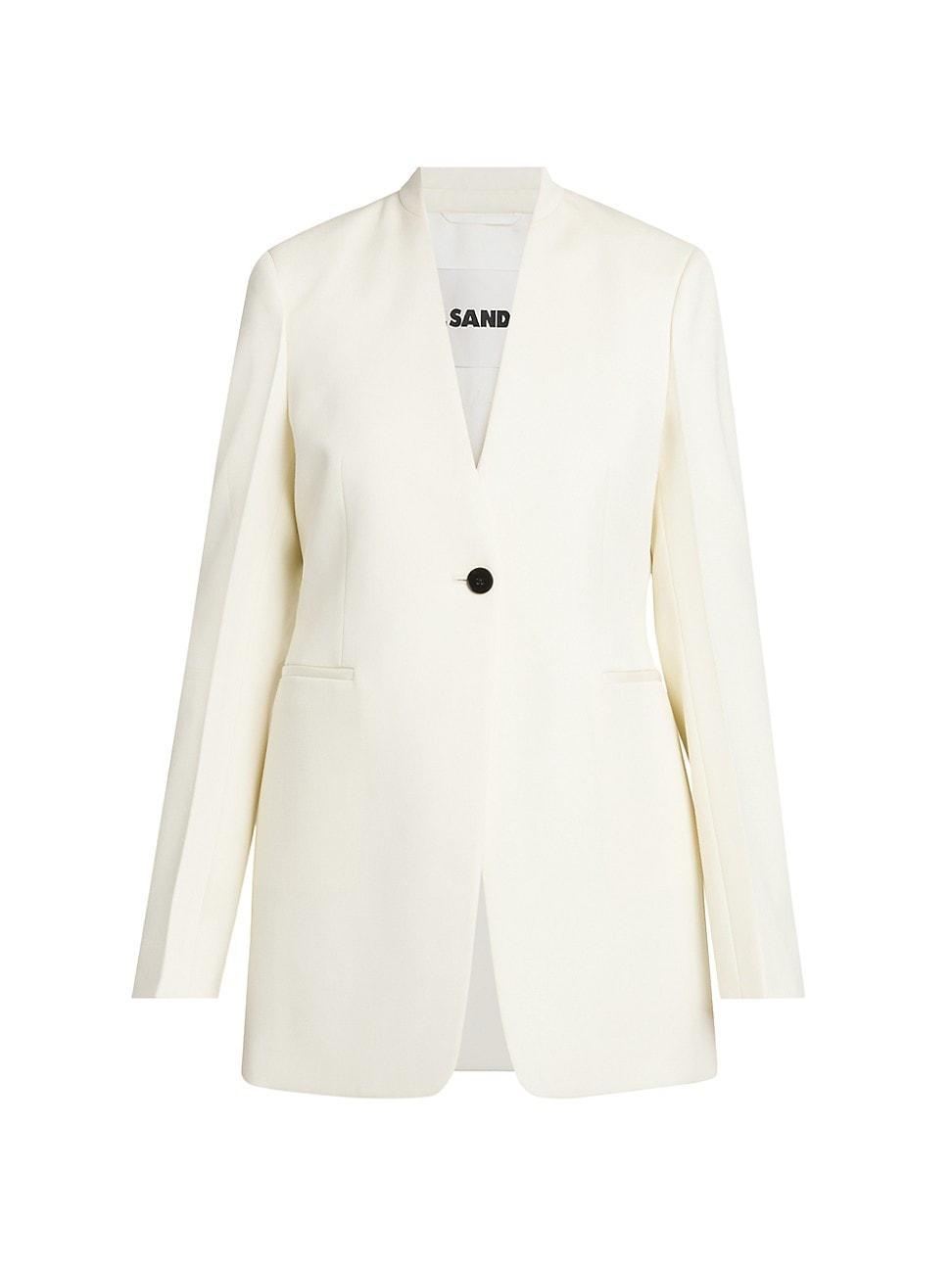 Womens Wool Collarless Blazer Product Image