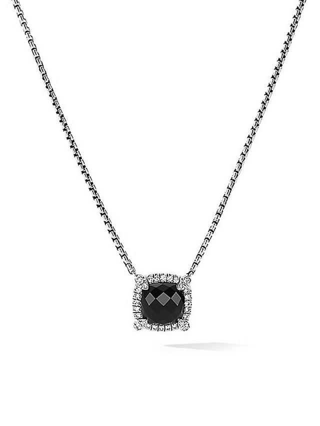 Womens Petite Chatelaine Pav Bezel Pendant Necklace with Diamonds Product Image